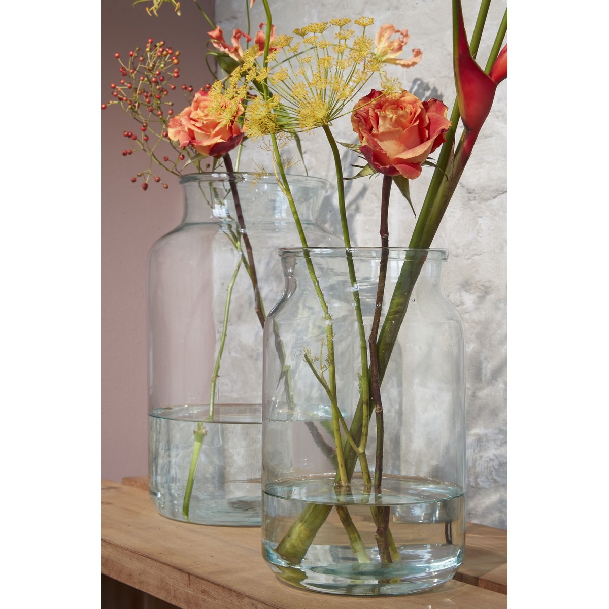 KantoormeubelenPlus Vienne Vaas - H30 x Ø18 cm - Gerecycled Glas - Transparant