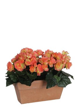 KantoormeubelenPlus Begonia Kunstplant in Balkonbak Slate - L29 x B13 x H25 cm - Zalmroze
