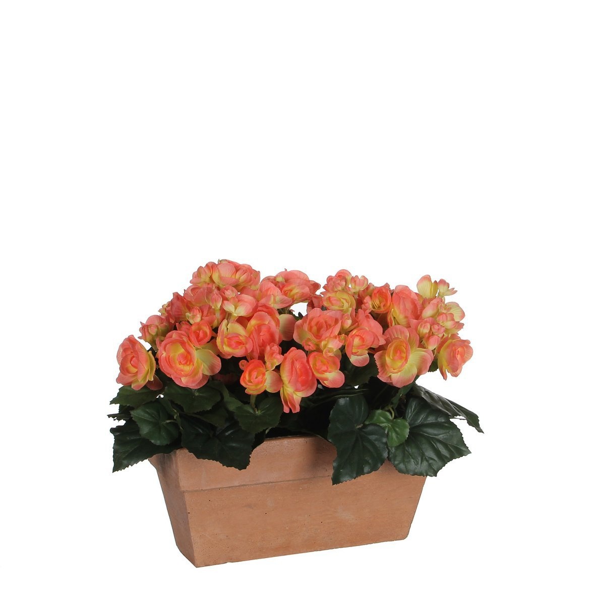 KantoormeubelenPlus Begonia Kunstplant in Balkonbak Slate - L29 x B13 x H25 cm - Zalmroze