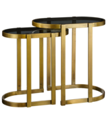 KantoormeubelenPlus Kevin Bijzettafel - Set van 2 - L54 x B34 x H56 cm - Metaal - Goud