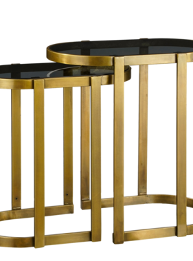 KantoormeubelenPlus Kevin Bijzettafel - Set van 2 - L54 x B34 x H56 cm - Metaal - Goud