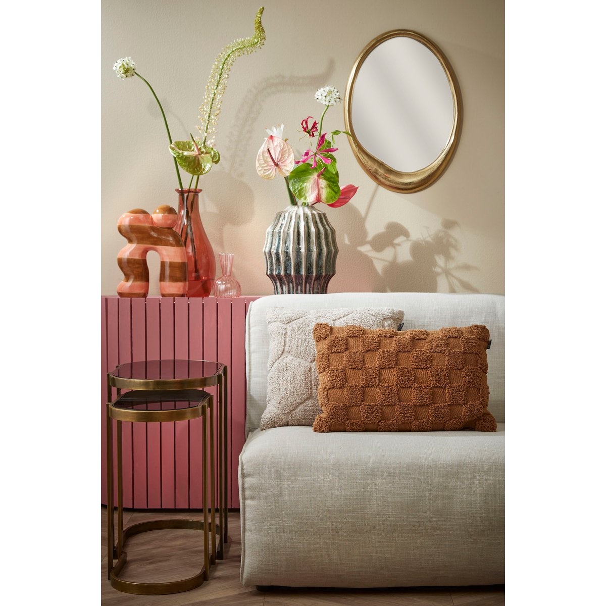 KantoormeubelenPlus Kevin Bijzettafel - Set van 2 - L54 x B34 x H56 cm - Metaal - Goud