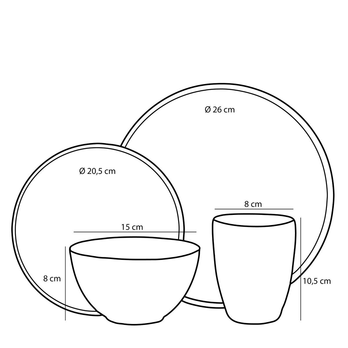 KantoormeubelenPlus Tabo Serviesset 4 Persoons - Zwart