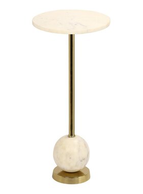 KantoormeubelenPlus Salo Bijzettafel - Bijzettafel in messing en marmer Ø25x54 cm