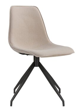 KantoormeubelenPlus Monaco Eetkamerstoel - Eetkamerstoel met draaiknop, zand met zwarte poten, HN1230