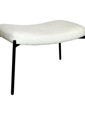 KantoormeubelenPlus Glasgow Voetsteun - Voetsteun in bouclé, wit met zwarte poten, HN1232