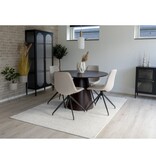 KantoormeubelenPlus Monaco Eetkamerstoel - Eetkamerstoel met draaiknop, zand met zwarte poten, HN1230