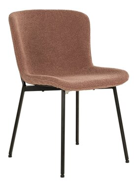 KantoormeubelenPlus Maceda Dining Chair - Eetkamerstoel in bouclé, roest met zwarte poten