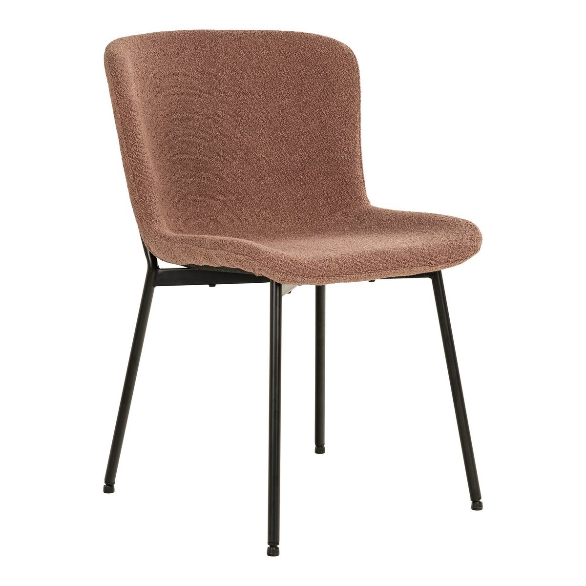 Maceda Dining Chair - Eetkamerstoel in bouclé, roest met zwarte poten