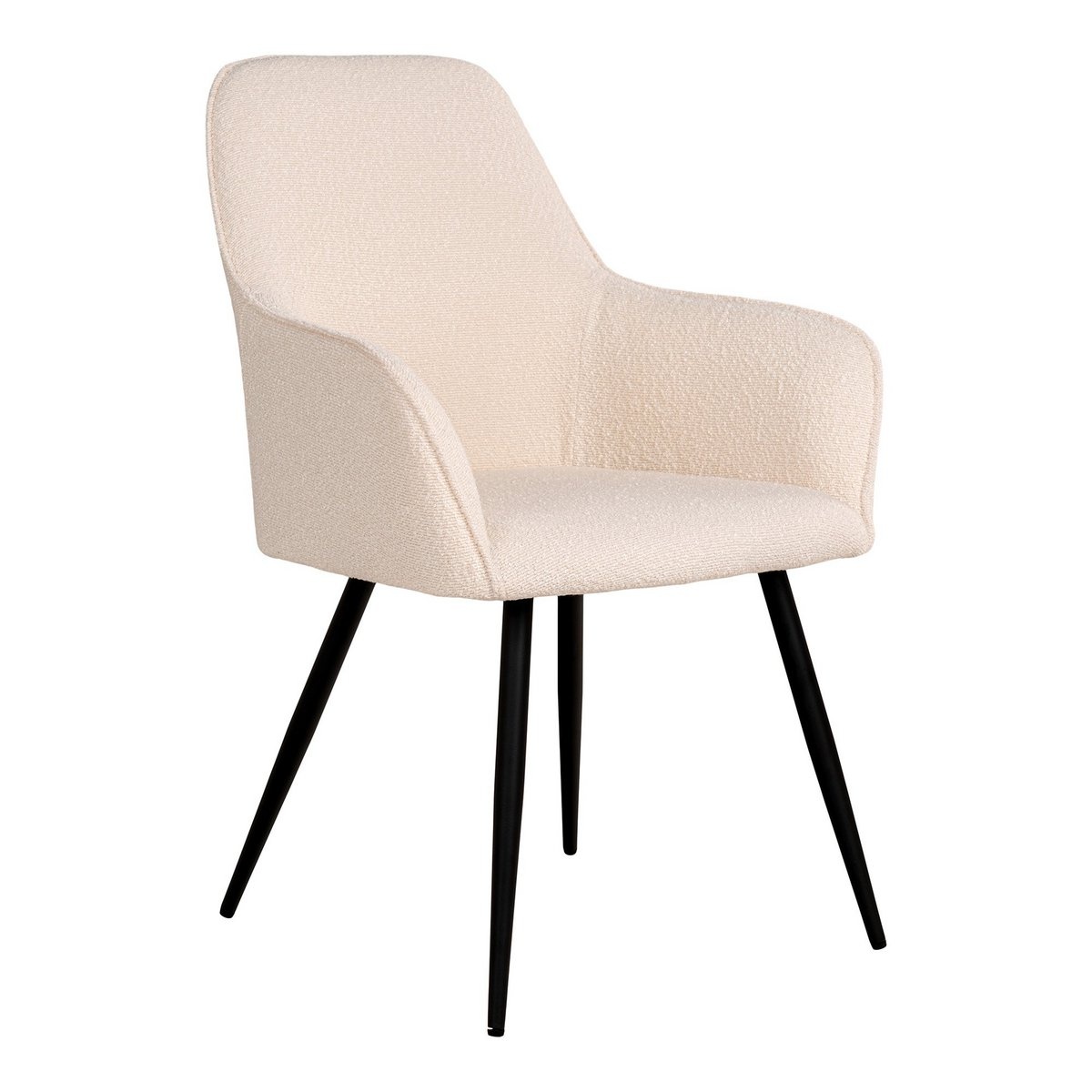 KantoormeubelenPlus Harbo Dining Chair - Eetkamerstoel in bouclé, wit met zwarte poten, HN1232