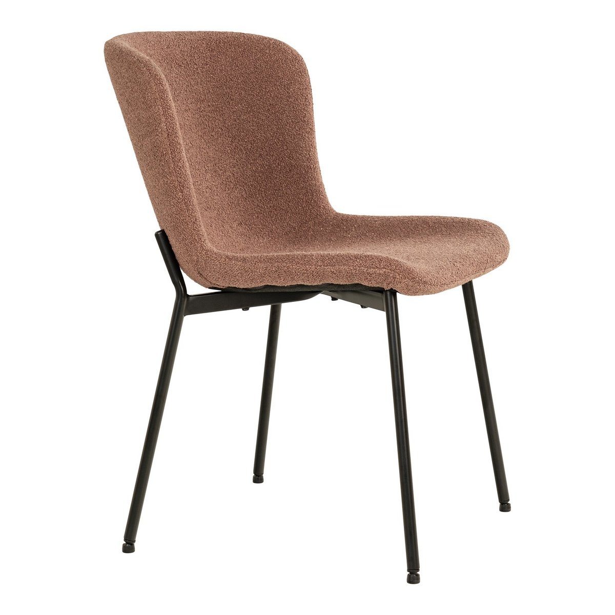 KantoormeubelenPlus Maceda Dining Chair - Eetkamerstoel in bouclé, roest met zwarte poten