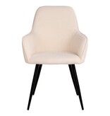 Harbo Dining Chair - Eetkamerstoel in bouclé, wit met zwarte poten, HN1232