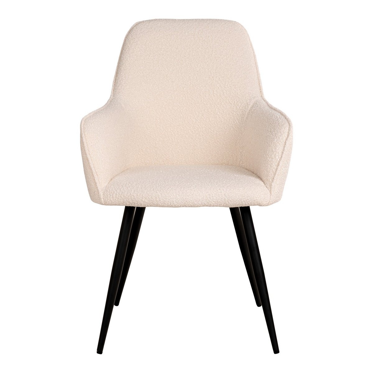 Harbo Dining Chair - Eetkamerstoel in bouclé, wit met zwarte poten, HN1232