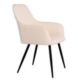 Harbo Dining Chair - Eetkamerstoel in bouclé, wit met zwarte poten, HN1232