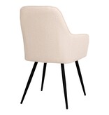 Harbo Dining Chair - Eetkamerstoel in bouclé, wit met zwarte poten, HN1232