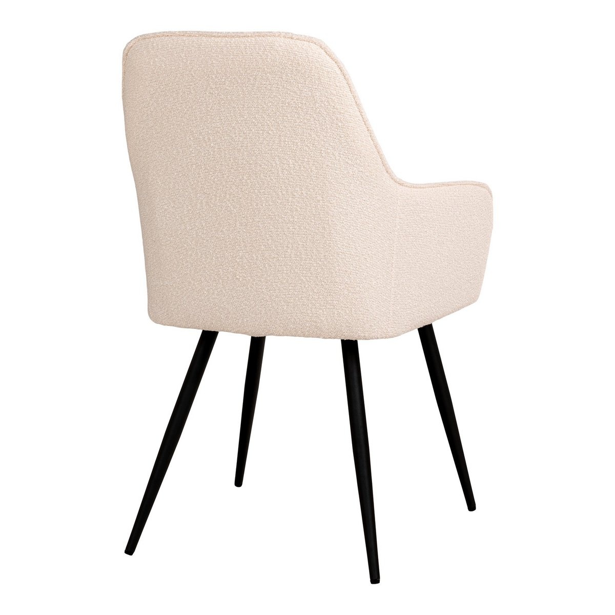 Harbo Dining Chair - Eetkamerstoel in bouclé, wit met zwarte poten, HN1232