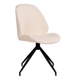 KantoormeubelenPlus Monte Carlo Dining Chair - Eetkamerstoel in bouclé met draaibaar onderstel, wit met zwarte poten, HN1232