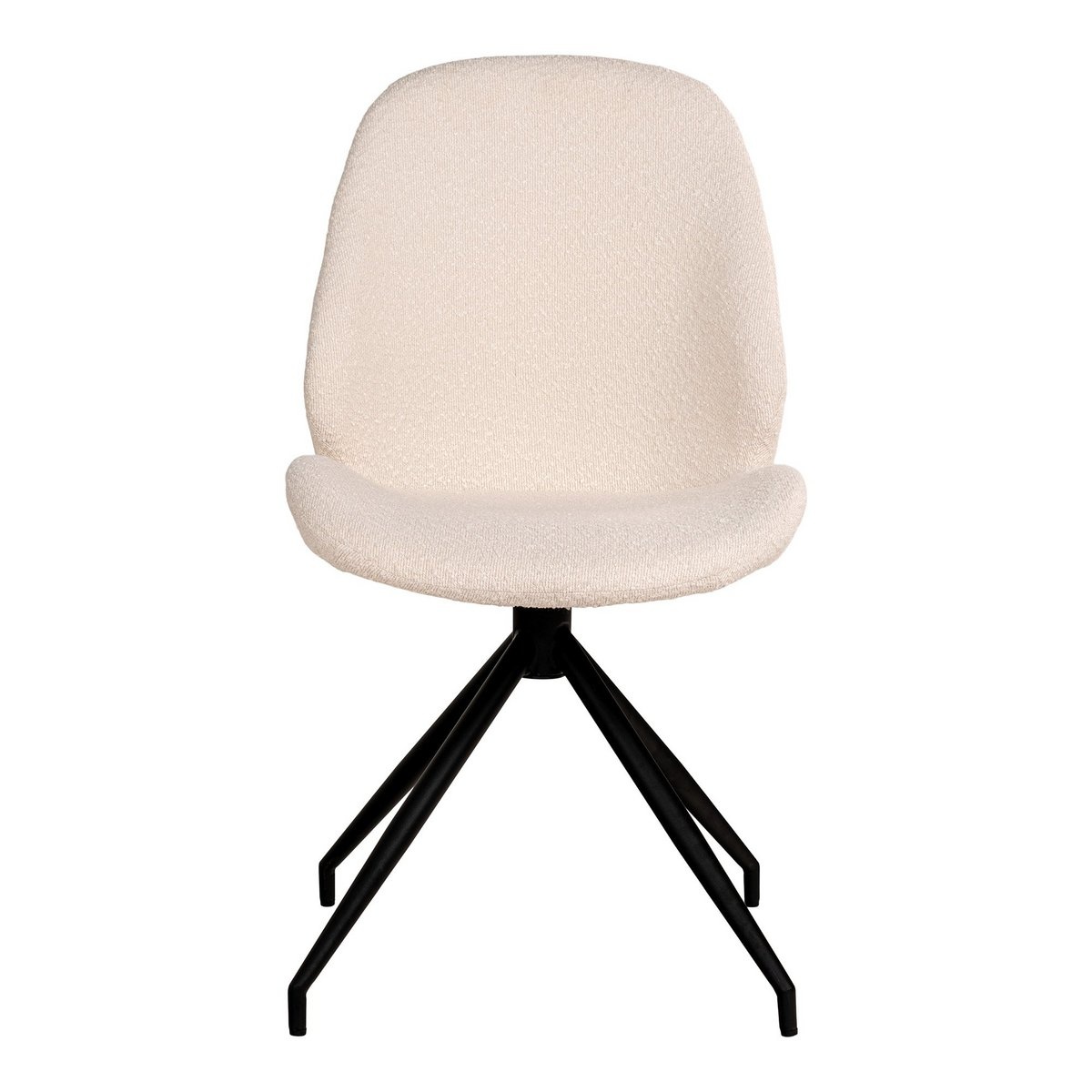KantoormeubelenPlus Monte Carlo Dining Chair - Eetkamerstoel in bouclé met draaibaar onderstel, wit met zwarte poten, HN1232