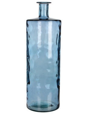 KantoormeubelenPlus Guan Fles Vaas - H75 x Ø25 cm - Gerecycled Glas - Blauw