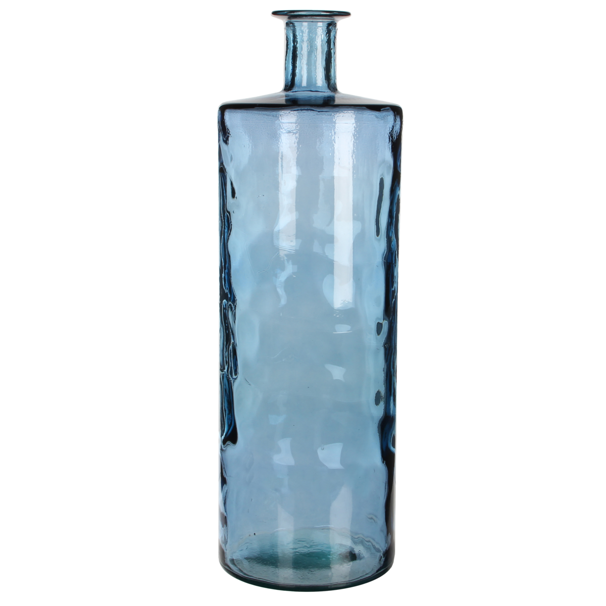 KantoormeubelenPlus Guan Fles Vaas - H75 x Ø25 cm - Gerecycled Glas - Blauw