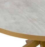 Stalux Ronde eettafel 'Daan' 135cm, kleur goud / beton
