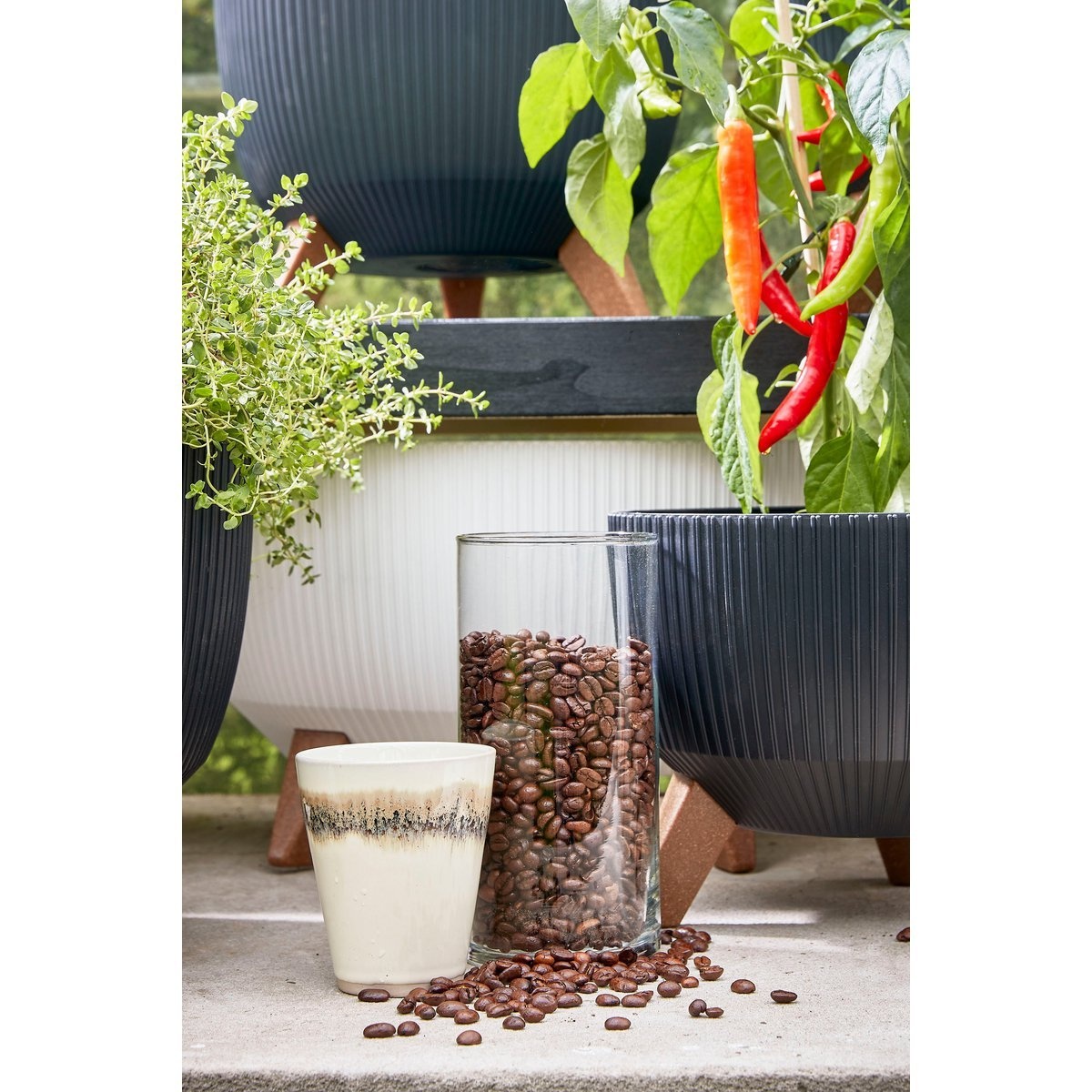 KantoormeubelenPlus Doppio Bloempot op Poten - H20,5 x Ø40 cm - Gerecycled Plastic - FSC Mix - Grijs