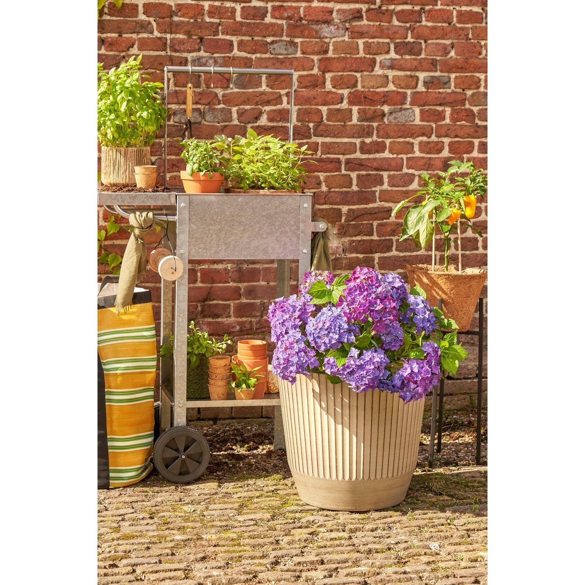 KantoormeubelenPlus Rio Bloempot voor Buiten - H40,5 x Ø45 cm - Crème