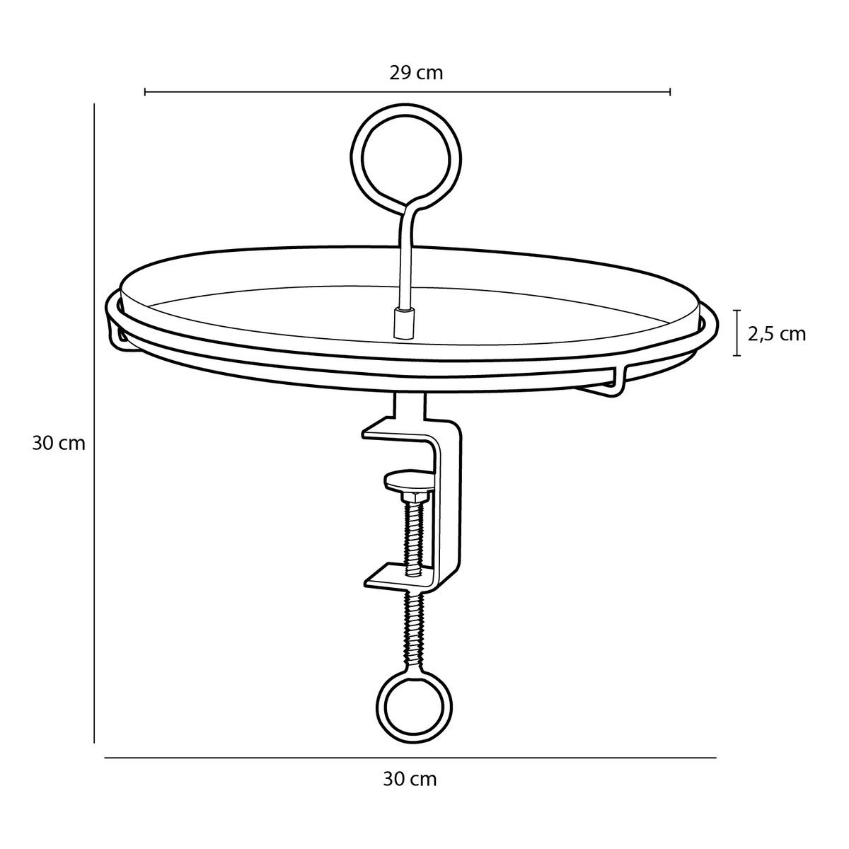 Aston Dienblad met Klem - H30 x Ø30,5 cm - Metaal - Fuchsia