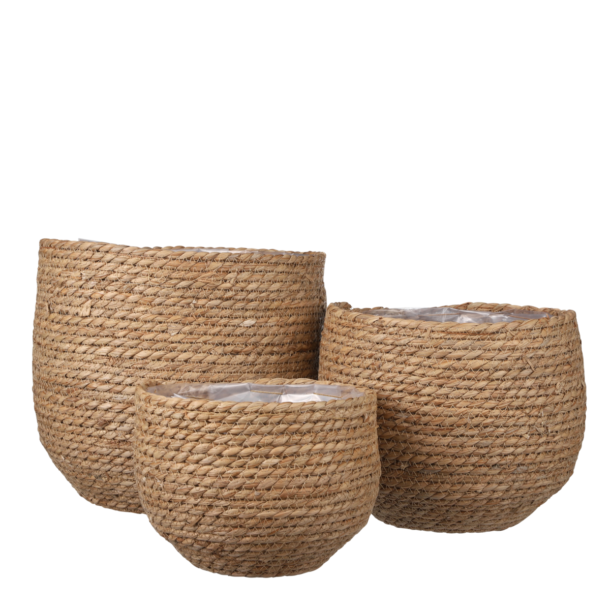 KantoormeubelenPlus Jorck Mand voor Planten - Set van 3 - H24 x Ø26 cm - Zeegras - Lichtbruin