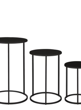 KantoormeubelenPlus Quinty Bijzettafel - Set van 3 - H50 x Ø32 cm - Metaal - Zwart
