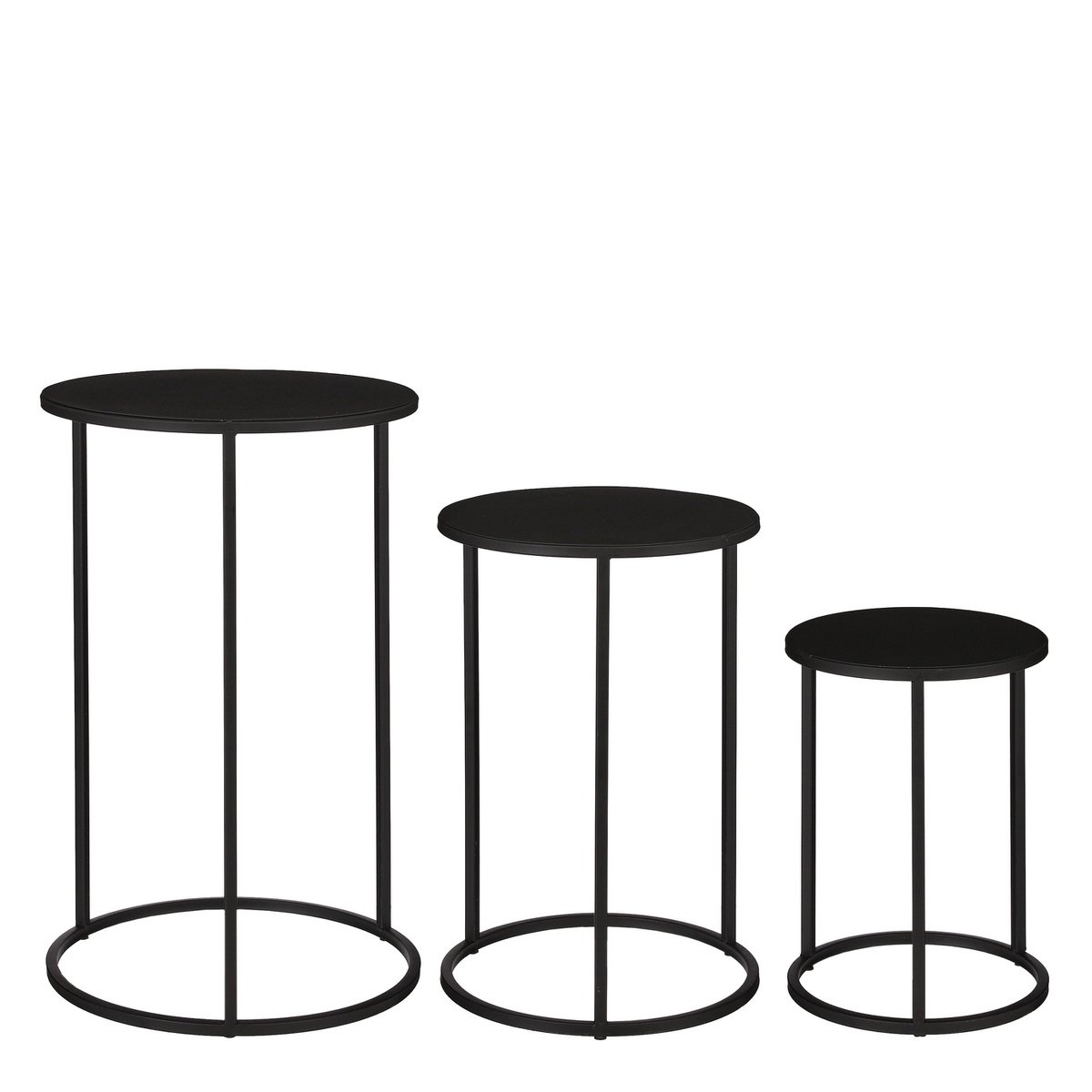 KantoormeubelenPlus Quinty Bijzettafel - Set van 3 - H50 x Ø32 cm - Metaal - Zwart