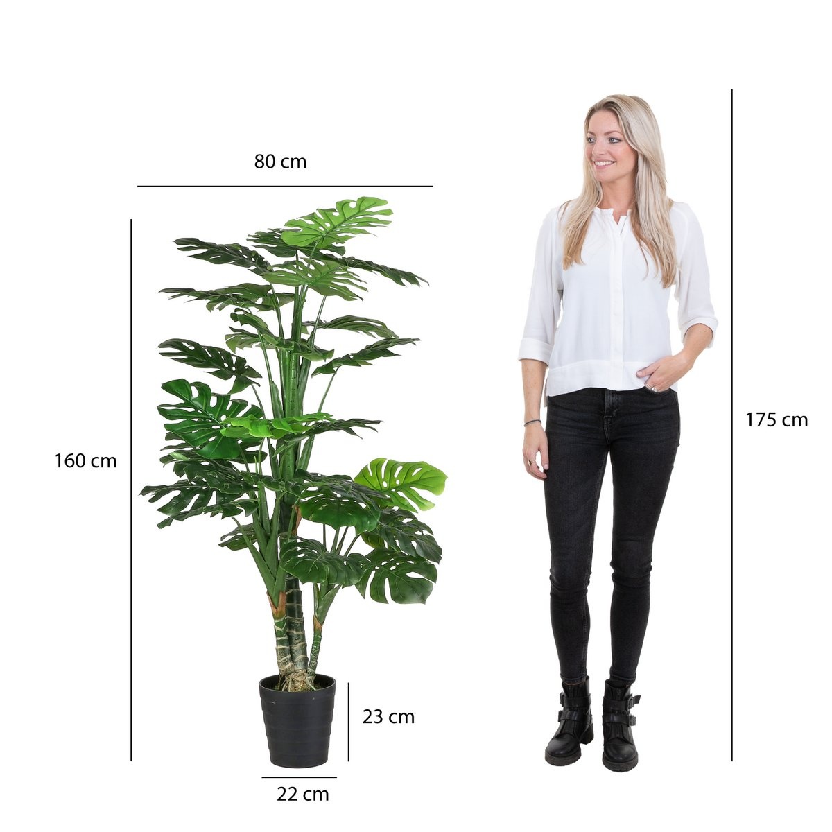 KantoormeubelenPlus Monstera Kunstplant - H160 x Ø80 cm - Groen