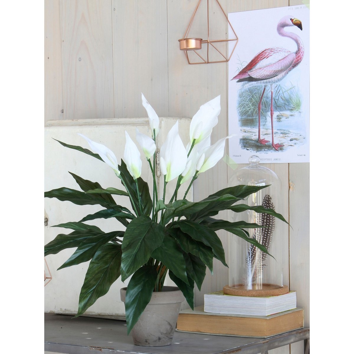 KantoormeubelenPlus Spathiphyllum Kunstplant in Bloempot Stan - H50 x Ø40 cm - Wit