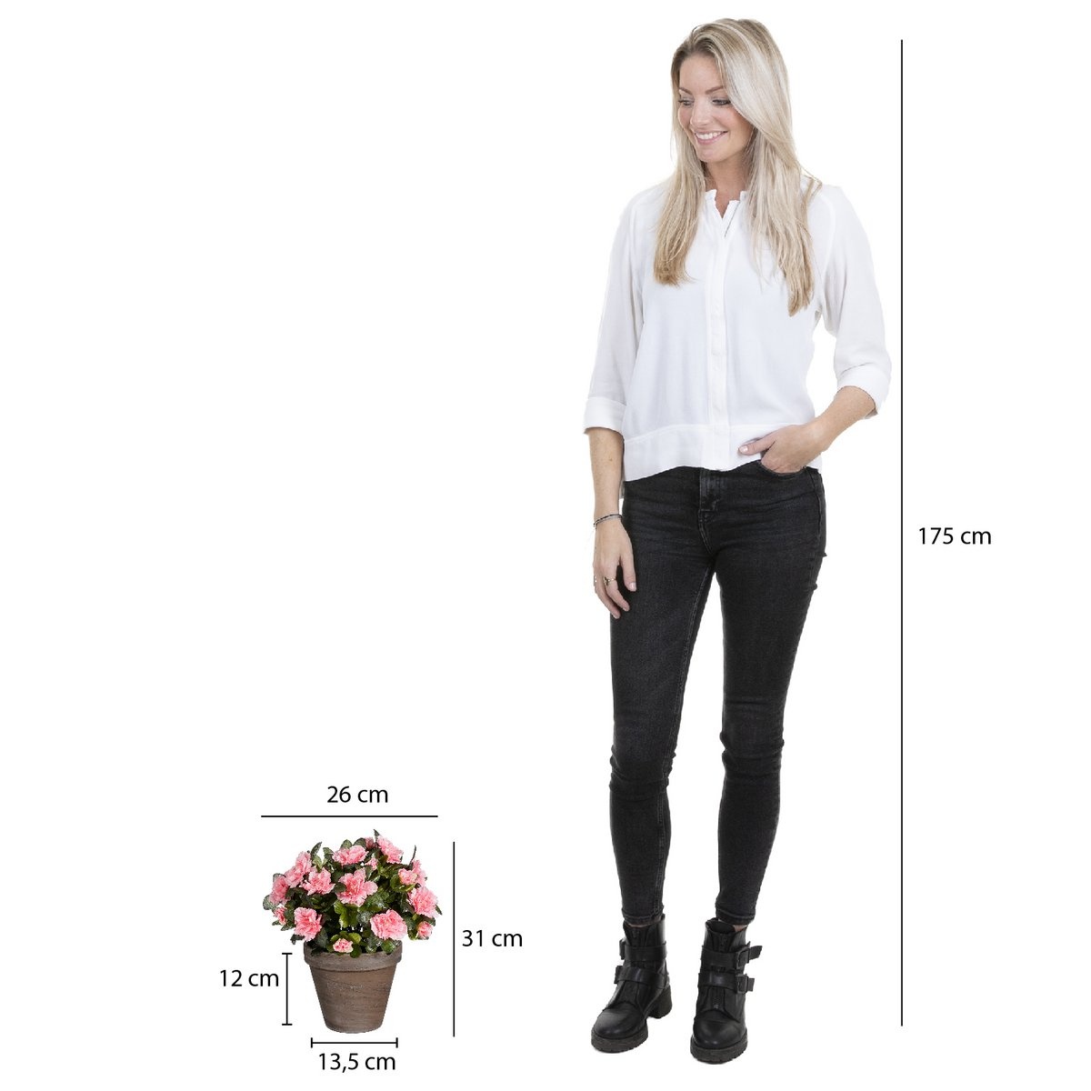 KantoormeubelenPlus Azalea Kunstplant in Bloempot Stan - H31 x Ø26 cm - Perzik
