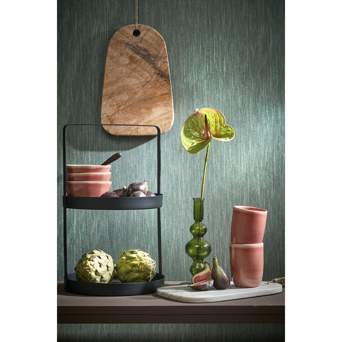 Etagère 2-Laags  - H41 x Ø25 cm - Metaal - Zwart