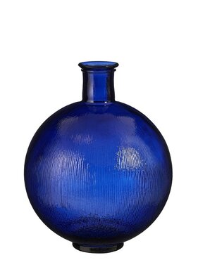 KantoormeubelenPlus Firenza Fles Vaas - H42 x Ø34 cm - Gerecycled Glas - Donkerblauw