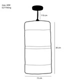 KantoormeubelenPlus Jinx Hanglamp - H30 x Ø15 cm - Jute - Zwart