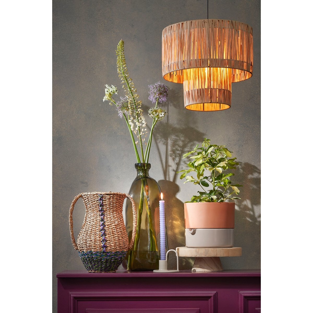 KantoormeubelenPlus Elisa Hanglamp - H30 x Ø35 cm - Raffia - Lichtbruin