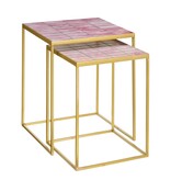 KantoormeubelenPlus Bijzettafel voor Buiten - Set van 2 - L38 x B38 x H48 cm - Metaal - Roze