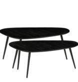 KantoormeubelenPlus Jailey Bijzettafel - Set van 2 - L84 x B39 x H39 cm - Gerecycled Hout - Zwart