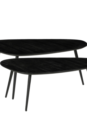 KantoormeubelenPlus Jailey Bijzettafel - Set van 2 - L84 x B39 x H39 cm - Gerecycled Hout - Zwart