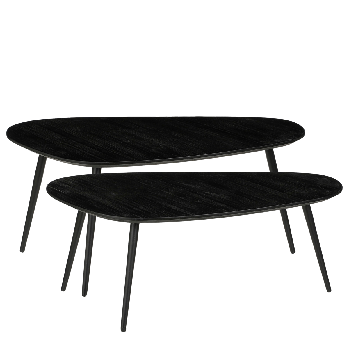 KantoormeubelenPlus Jailey Bijzettafel - Set van 2 - L84 x B39 x H39 cm - Gerecycled Hout - Zwart