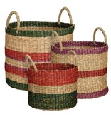 KantoormeubelenPlus Mand - Set van 3 - H29 x Ø32 cm - Bruin, Rood, Groen, Roze