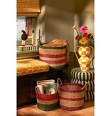 KantoormeubelenPlus Mand - Set van 3 - H29 x Ø32 cm - Bruin, Rood, Groen, Roze