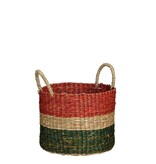 KantoormeubelenPlus Mand - Set van 3 - H29 x Ø32 cm - Bruin, Rood, Groen, Roze