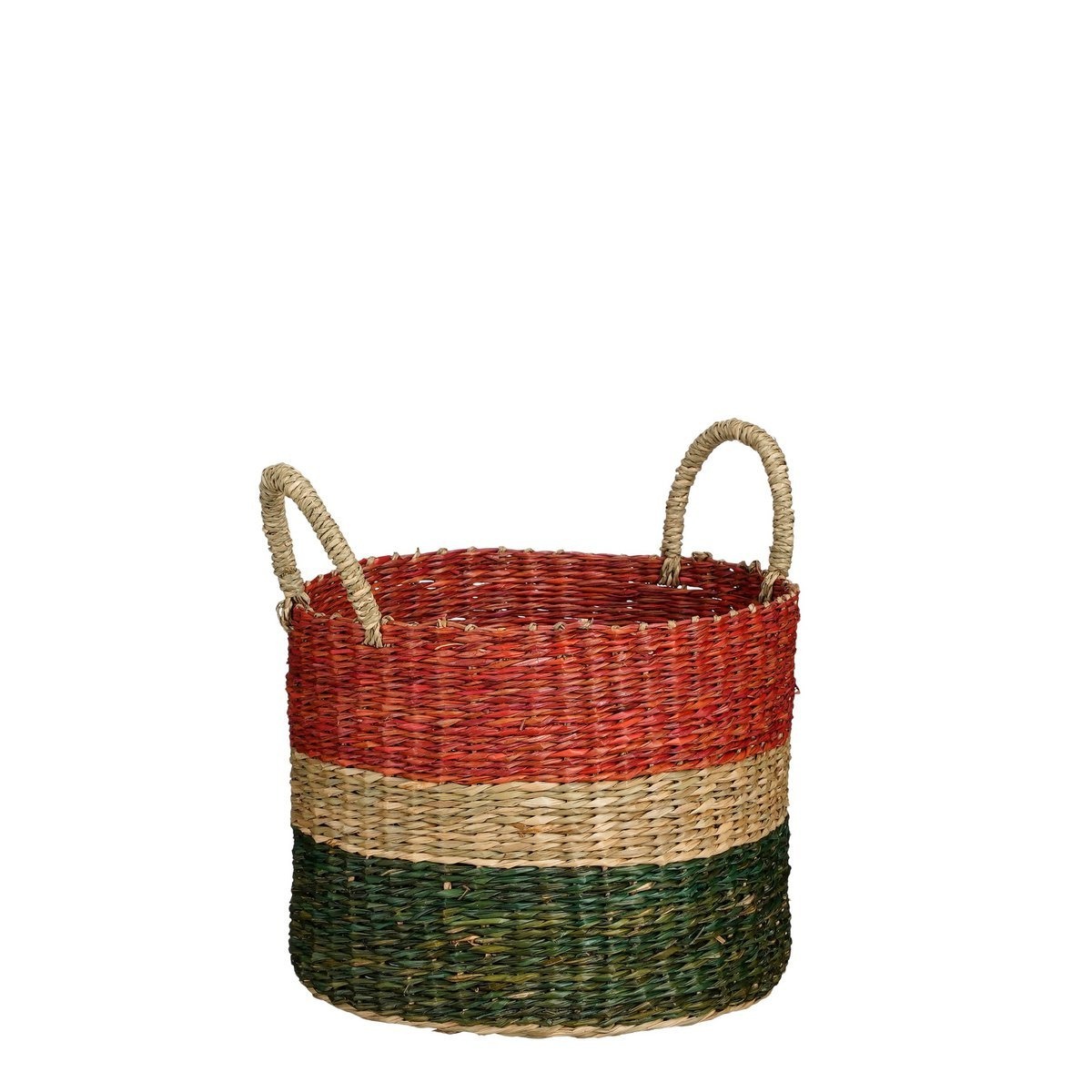 KantoormeubelenPlus Mand - Set van 3 - H29 x Ø32 cm - Bruin, Rood, Groen, Roze