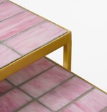KantoormeubelenPlus Bijzettafel voor Buiten - Set van 2 - L38 x B38 x H48 cm - Metaal - Roze