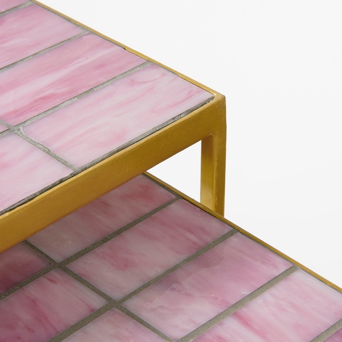 KantoormeubelenPlus Bijzettafel voor Buiten - Set van 2 - L38 x B38 x H48 cm - Metaal - Roze