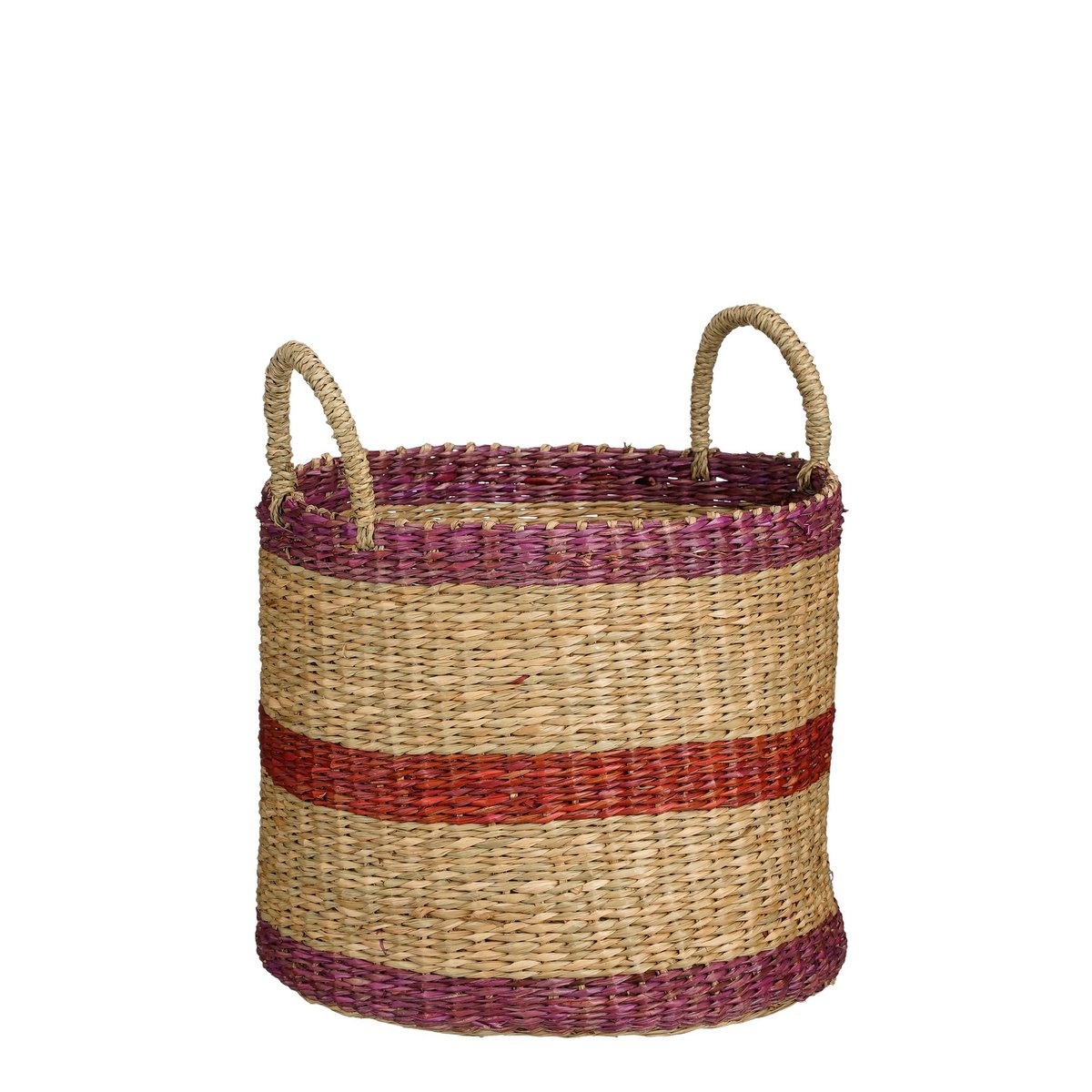 KantoormeubelenPlus Mand - Set van 3 - H29 x Ø32 cm - Bruin, Rood, Groen, Roze