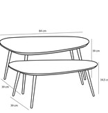KantoormeubelenPlus Jailey Bijzettafel - Set van 2 - L84 x B39 x H39 cm - Gerecycled Hout - Zwart